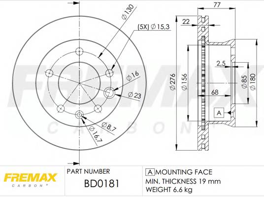 FREMAX BD-0181 Гальмівний диск