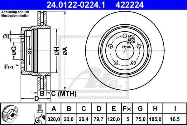ATE 24.0122-0224.1 Тормозной диск