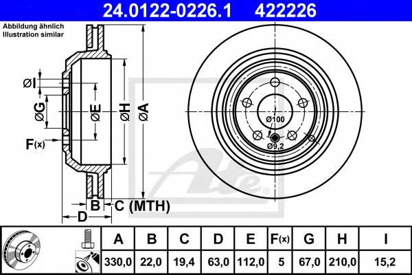 ATE 24.0122-0226.1 Тормозной диск