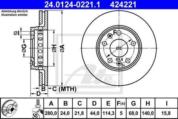 ATE 24.0124-0221.1 Тормозной диск