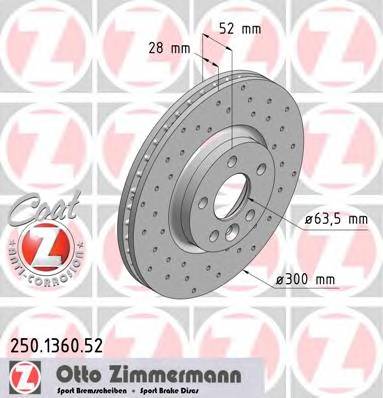 ZIMMERMANN 250.1360.52 Тормозной диск