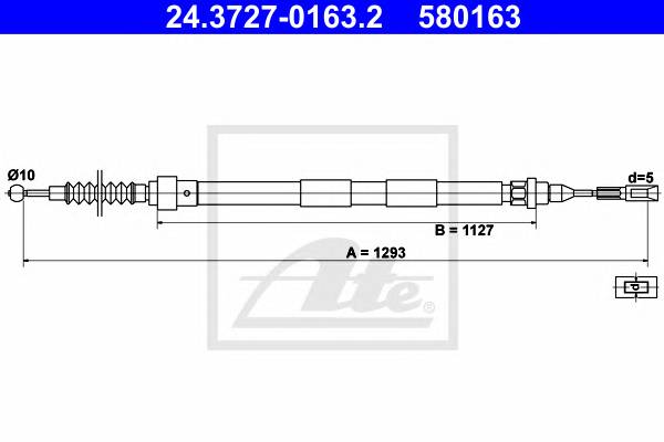 ATE 24.3727-0163.2 Трос, стоянкова гальмівна