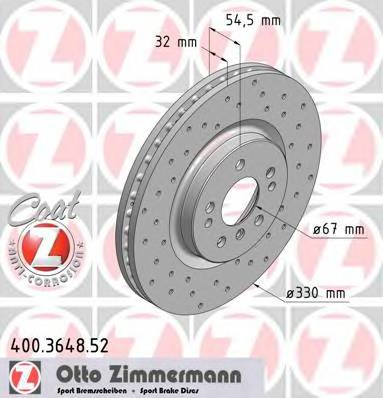 ZIMMERMANN 400.3648.52 Гальмівний диск