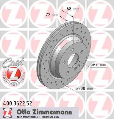 ZIMMERMANN 400.3622.52 Тормозной диск