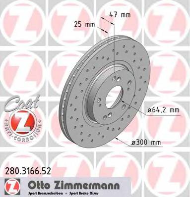 ZIMMERMANN 280.3166.52 Гальмівний диск