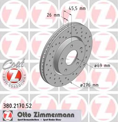 ZIMMERMANN 380.2170.52 Гальмівний диск