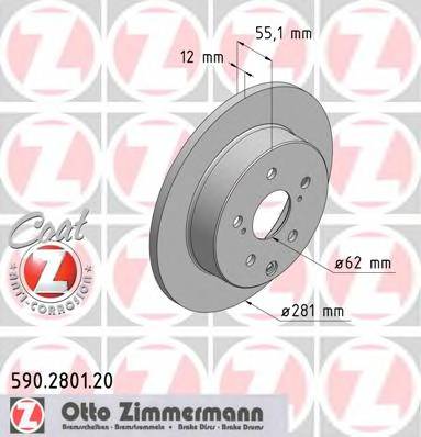 ZIMMERMANN 590.2801.20 Гальмівний диск