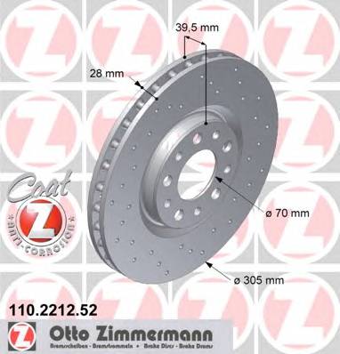 ZIMMERMANN 110.2212.52 Тормозной диск