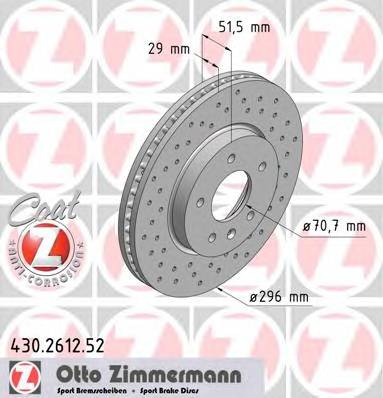 ZIMMERMANN 430.2612.52 Тормозной диск