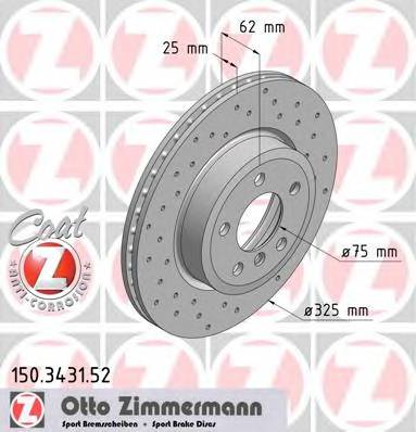 ZIMMERMANN 150.3431.52 Гальмівний диск