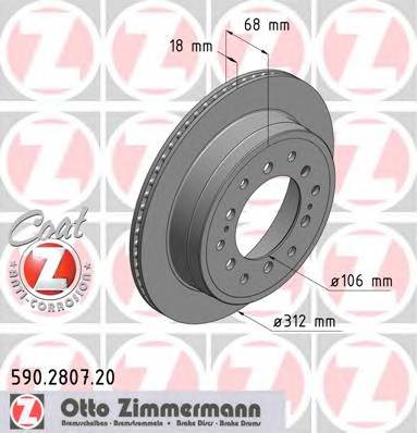 ZIMMERMANN 590.2807.20 Тормозной диск