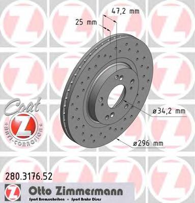 ZIMMERMANN 280.3176.52 Тормозной диск