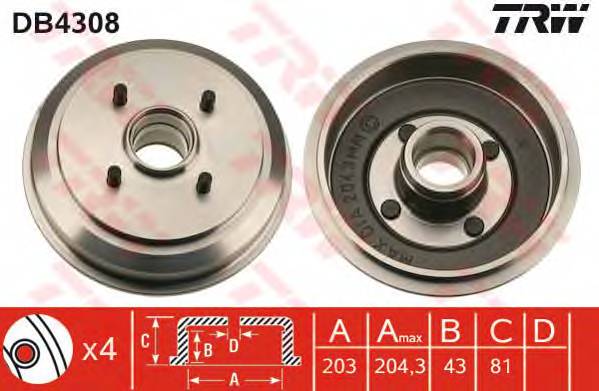 TRW DB4308 Тормозной барабан