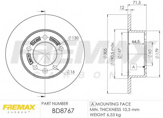 FREMAX BD-8767 Гальмівний диск