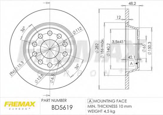FREMAX BD-5619 Гальмівний диск