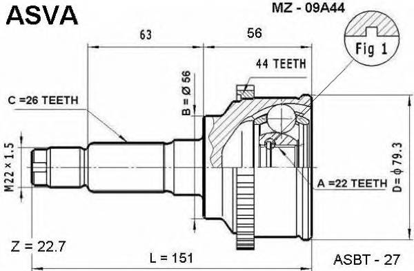 ASVA MZ09A44 ØÐÓÑ ÍÀÐÓÆÍÒÉ 22X56X26