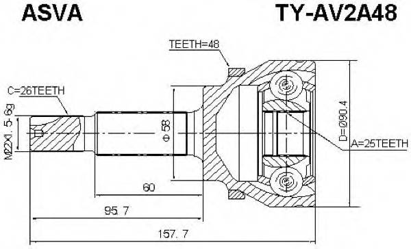 ASVA TYAV2A48 ØÐÓÑ ÍÀÐÓÆÍÛÉ 25X58X26