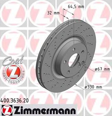 ZIMMERMANN 400.3636.20 Гальмівний диск