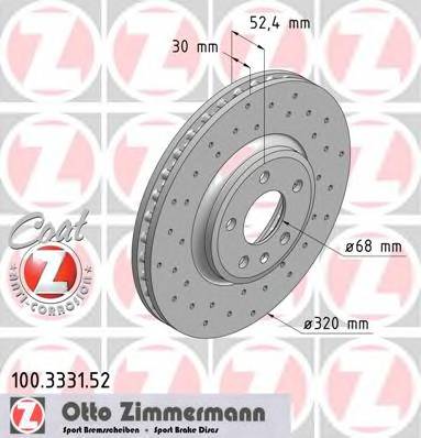 ZIMMERMANN 100.3331.52 Тормозной диск