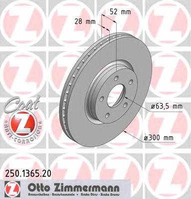 ZIMMERMANN 250.1365.20 Тормозной диск