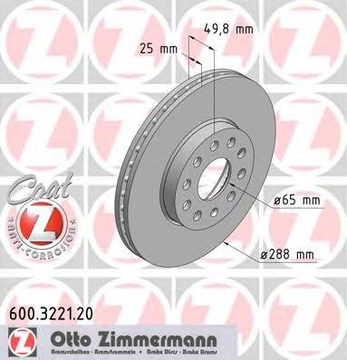 ZIMMERMANN 600.3221.20 Тормозной диск