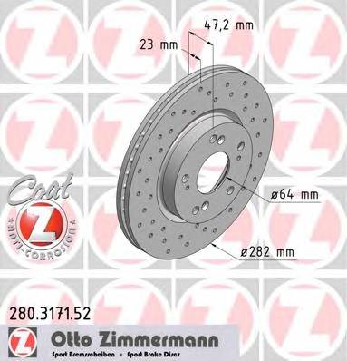 ZIMMERMANN 280.3171.52 Гальмівний диск