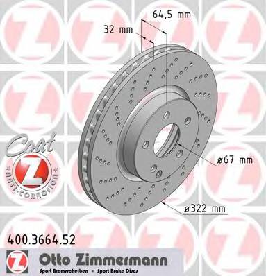 ZIMMERMANN 400.3664.52 Тормозной диск