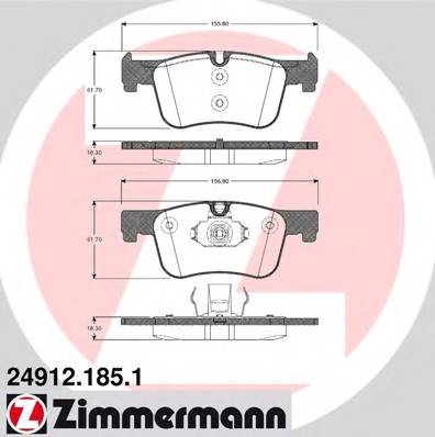 ZIMMERMANN 24912.185.1 Комплект гальмівних колодок,