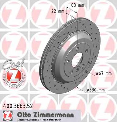 ZIMMERMANN 400.3663.52 Гальмівний диск