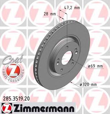 ZIMMERMANN 285.3519.20 Гальмівний диск