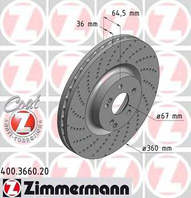 ZIMMERMANN 400.3660.20 Тормозной диск