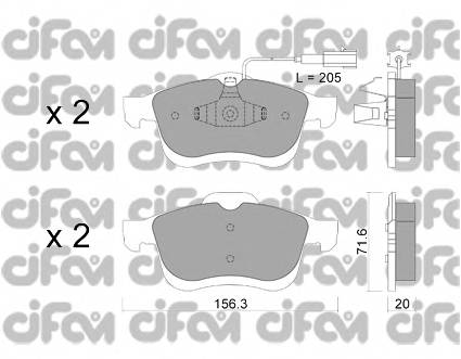 CIFAM 822-824-1 Комплект тормозных колодок,