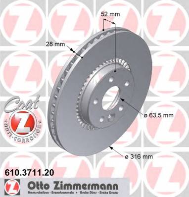 ZIMMERMANN 610.3711.20 Тормозной диск