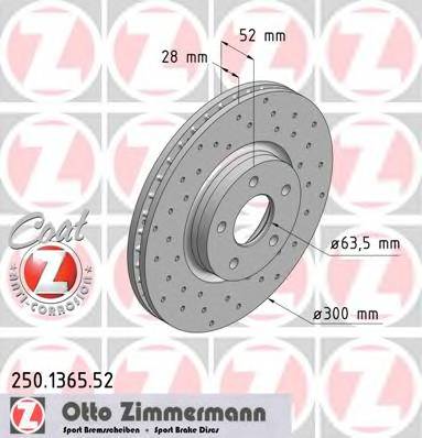 ZIMMERMANN 250.1365.52 Тормозной диск