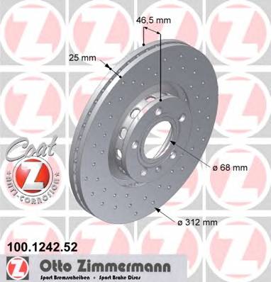 ZIMMERMANN 100.1242.52 Тормозной диск
