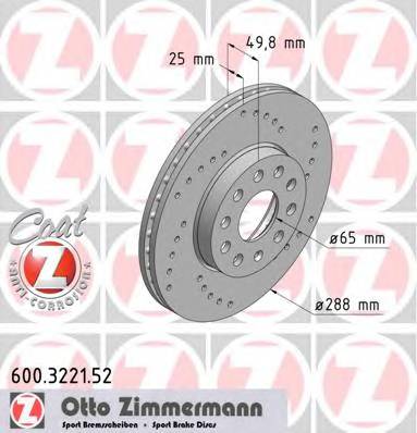 ZIMMERMANN 600.3221.52 Тормозной диск