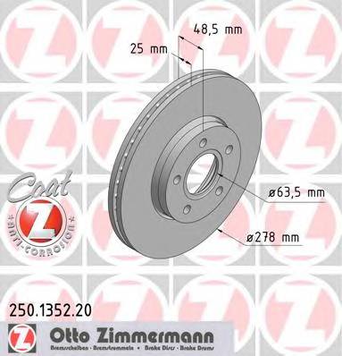 ZIMMERMANN 250.1352.20 Гальмівний диск