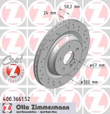 ZIMMERMANN 400.3661.52 Тормозной диск