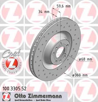 ZIMMERMANN 100.3305.52 Гальмівний диск