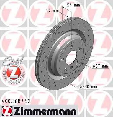 ZIMMERMANN 400.3687.52 Тормозной диск