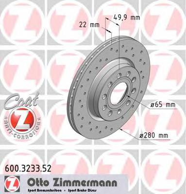 ZIMMERMANN 600.3233.52 Гальмівний диск
