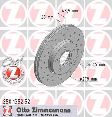 ZIMMERMANN 250.1352.52 Тормозной диск