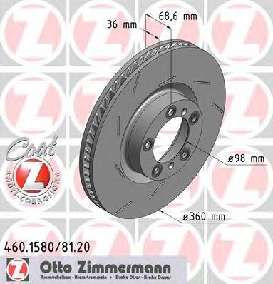 ZIMMERMANN 460.1580.20 Гальмівний диск