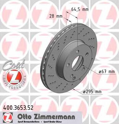 ZIMMERMANN 400.3653.52 Тормозной диск