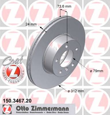 ZIMMERMANN 150.3467.20 Тормозной диск