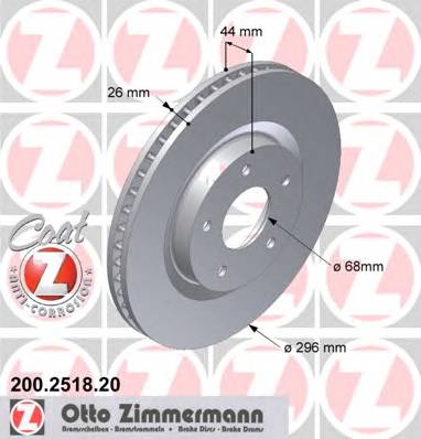 ZIMMERMANN 200.2518.20 Гальмівний диск