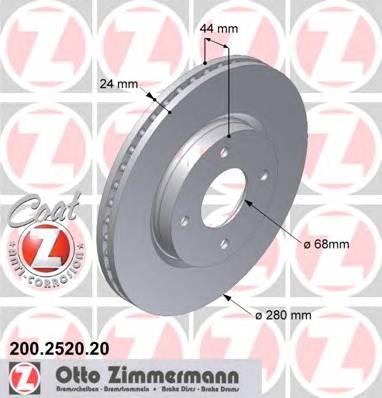 ZIMMERMANN 200.2520.20 Гальмівний диск