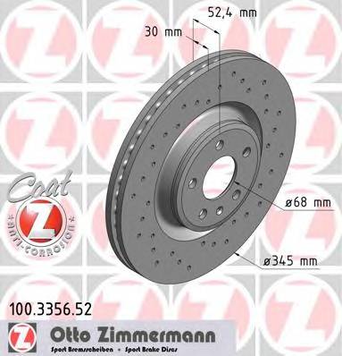ZIMMERMANN 100.3356.52 Тормозной диск