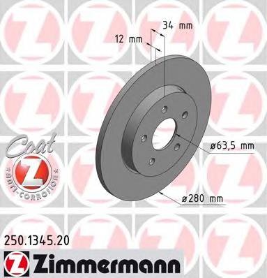 ZIMMERMANN 250.1345.20 Тормозной диск