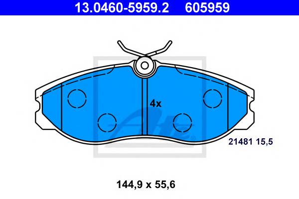 ATE 13.0460-5959.2 Комплект гальмівних колодок,